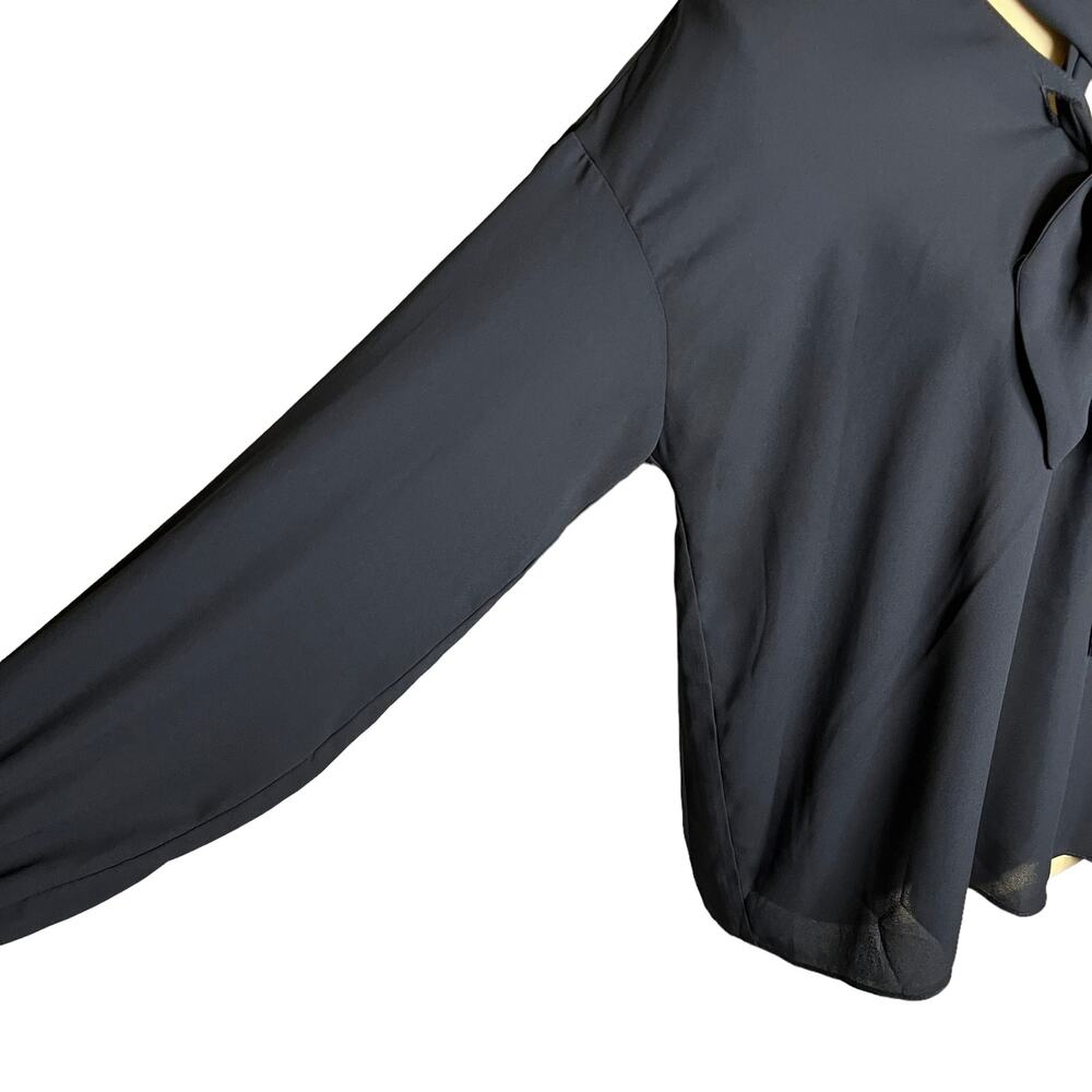 Joseph Ribkoff Black Long Sleeve Blouse Top Bow Neck EUC Size 6 - Picture 6 of 9